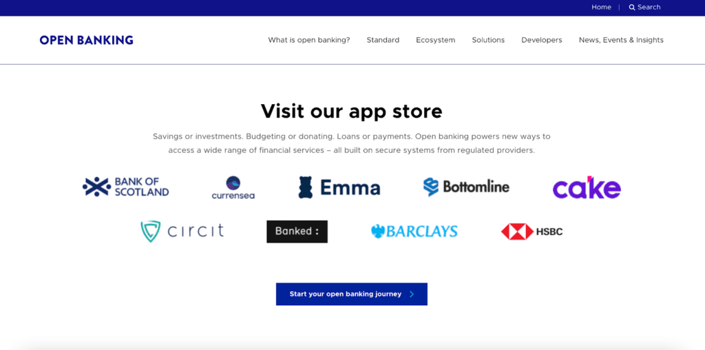 Open banking about us page