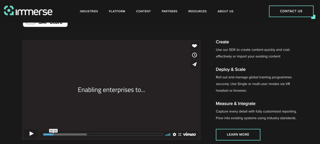 Immerse website