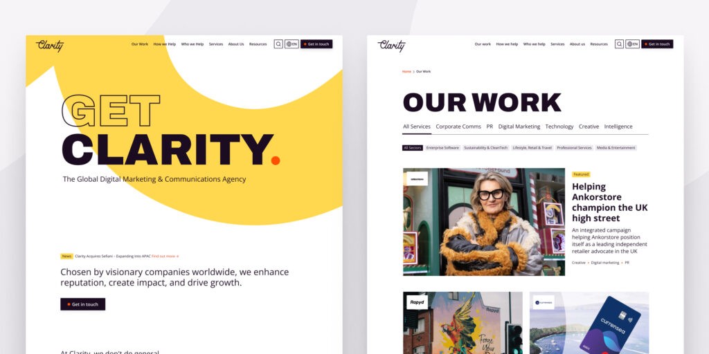 Clarity website interface